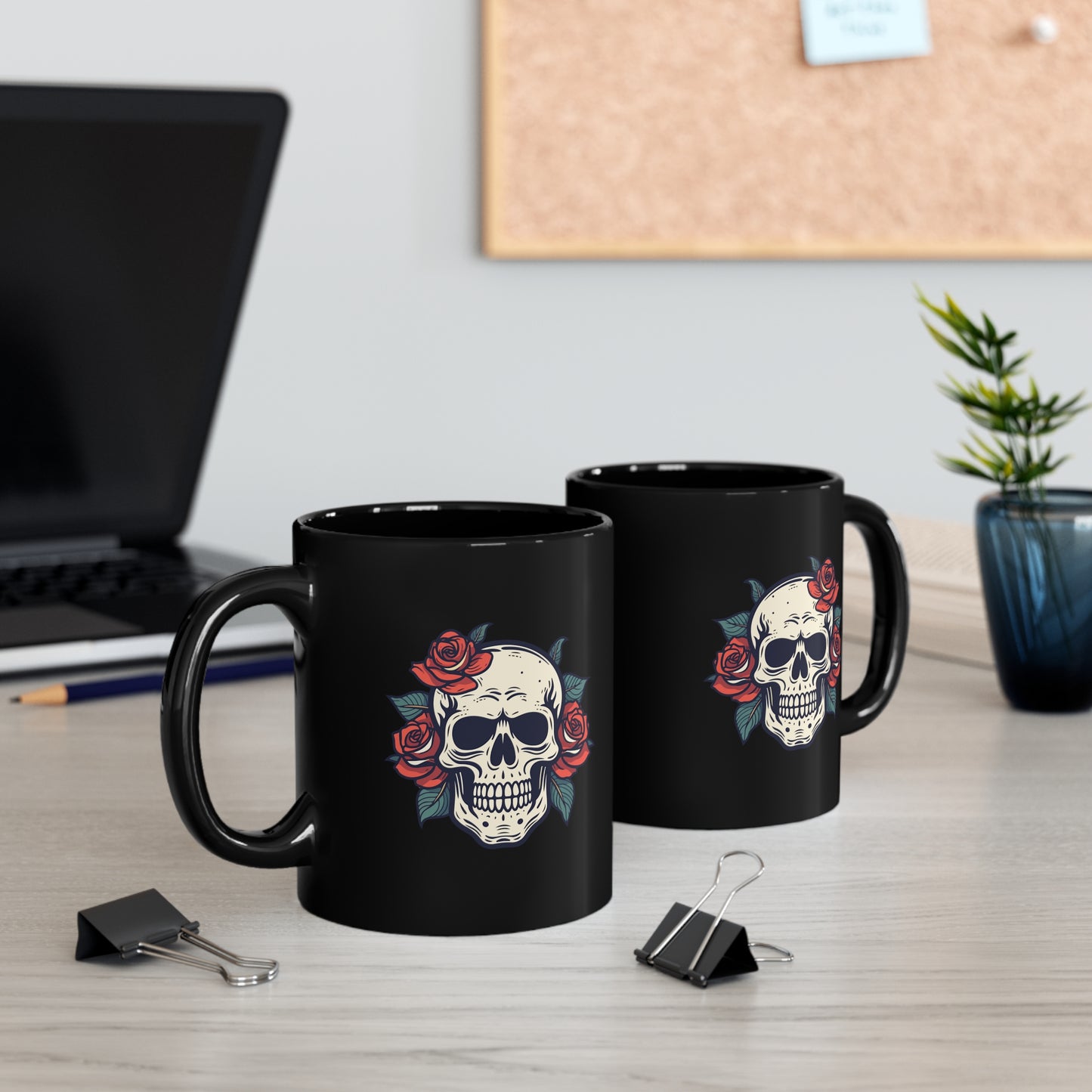 Introducing the Skull & Roses 11oz Coffee Mug – A Bold Blend of Elegance and Edge!