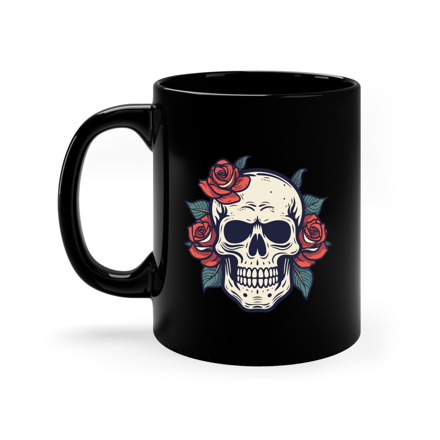 Introducing the Skull & Roses 11oz Coffee Mug – A Bold Blend of Elegance and Edge!