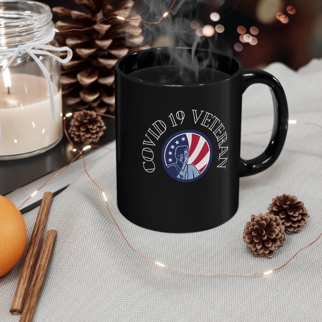 Covid 19 Veteran Black mug 11oz - Domino Zee