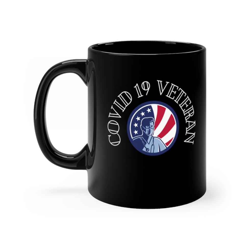 Covid 19 Veteran Black mug 11oz - Domino Zee