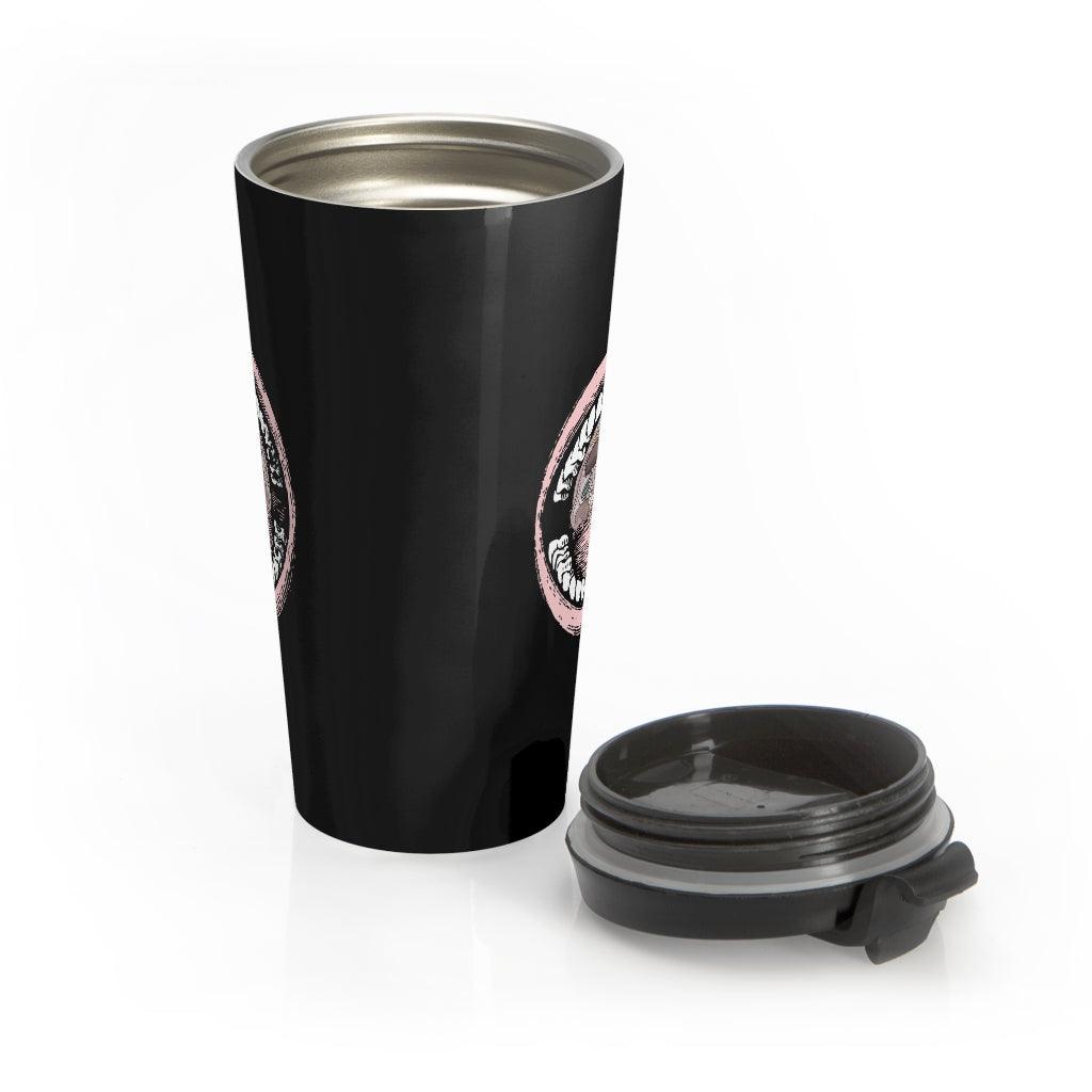 open mouth 15 oz Stainless Steel Travel Mug - Domino Zee