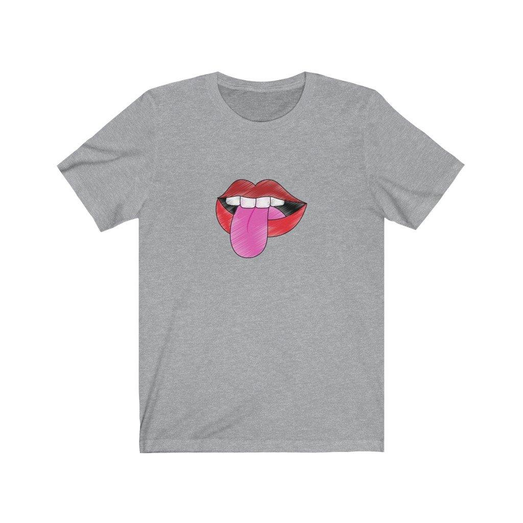 Red Lips Unisex Jersey Short Sleeve Tee - Domino Zee