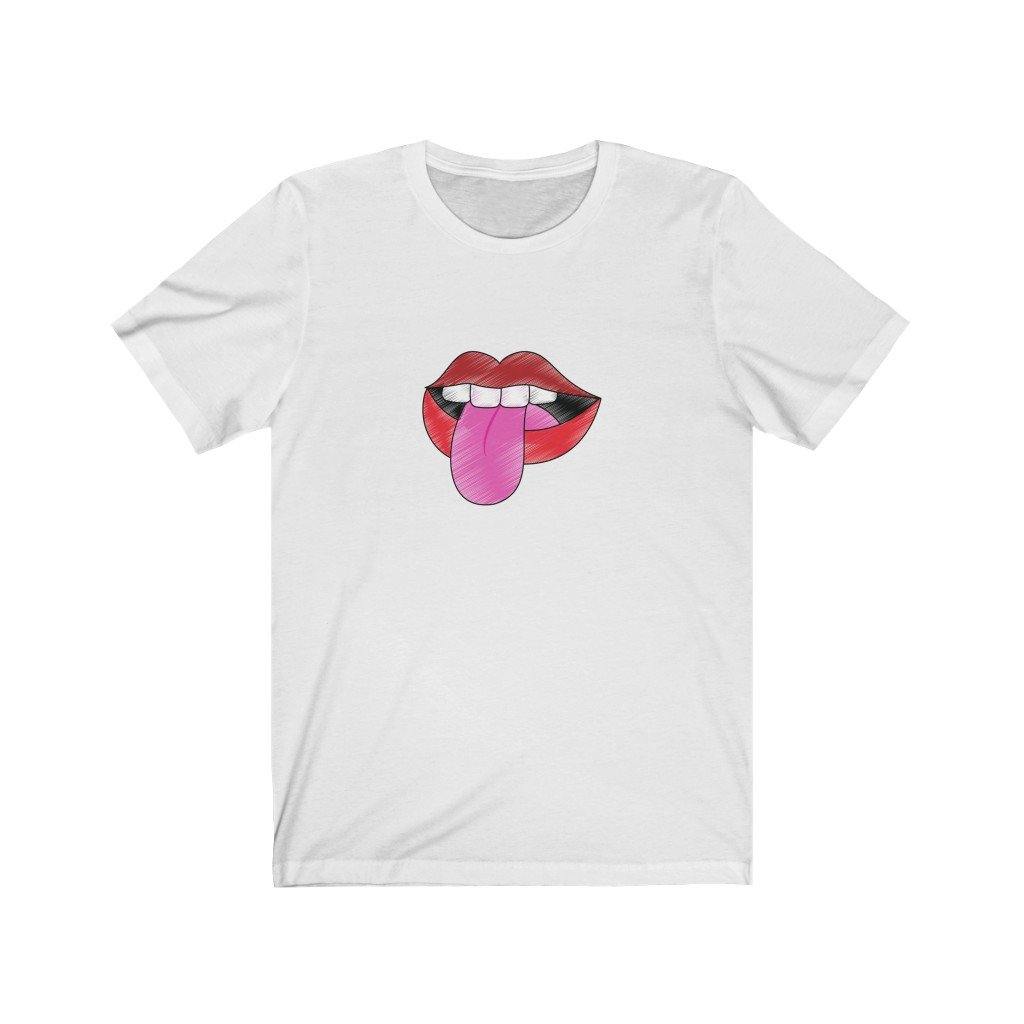 Red Lips Unisex Jersey Short Sleeve Tee - Domino Zee