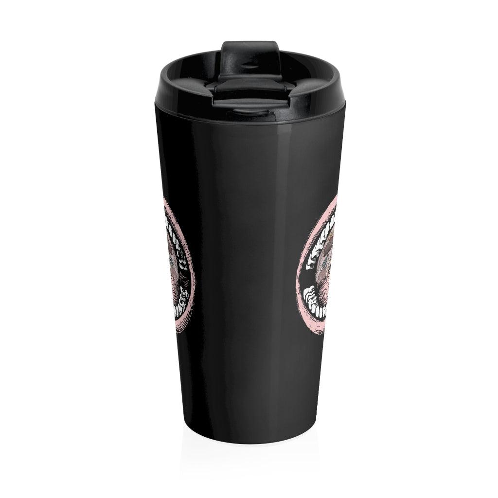 open mouth 15 oz Stainless Steel Travel Mug - Domino Zee