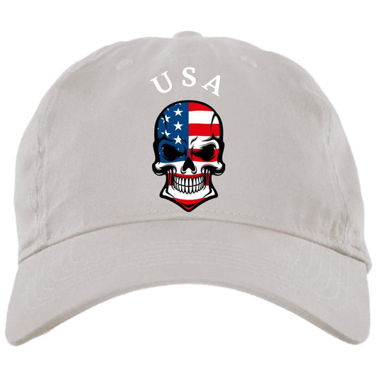 red white blue use skull BX001 Brushed Twill Unstructured Dad Cap - Domino Zee