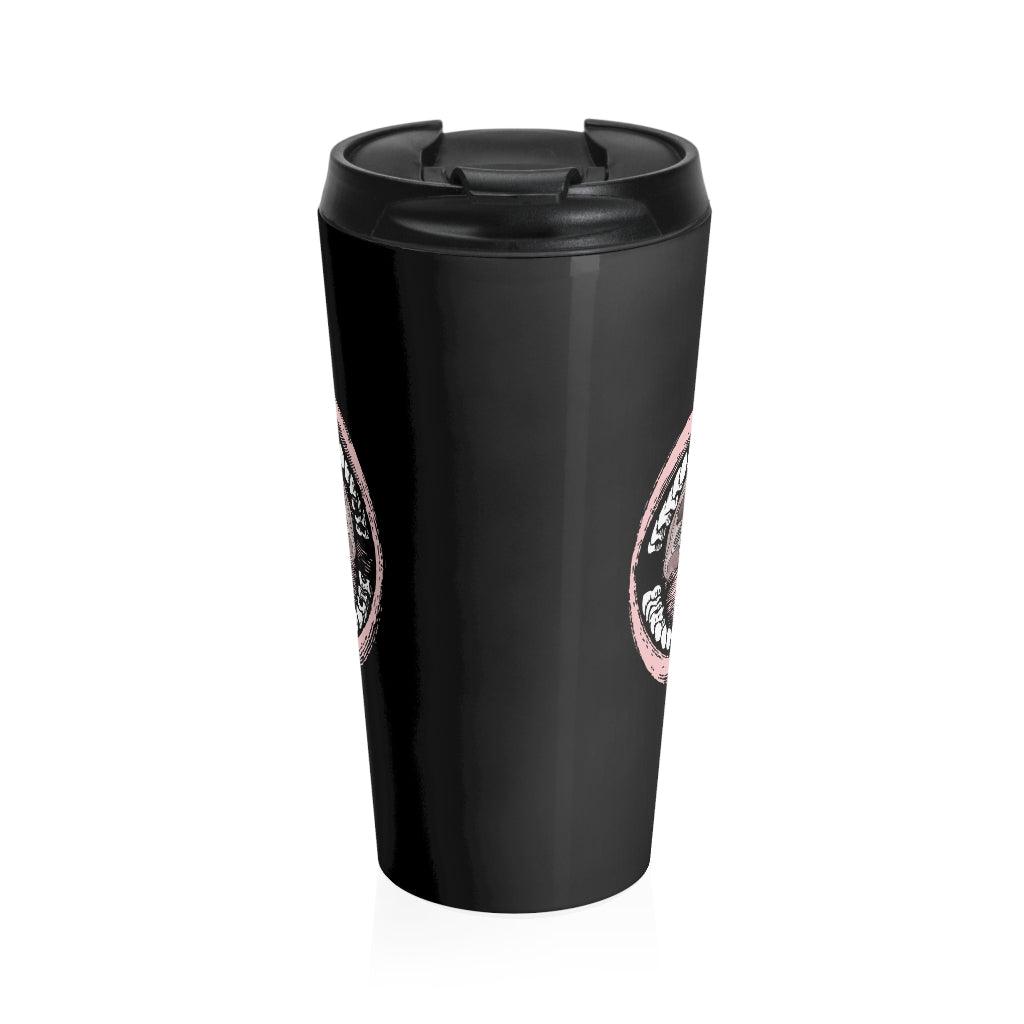 open mouth 15 oz Stainless Steel Travel Mug - Domino Zee