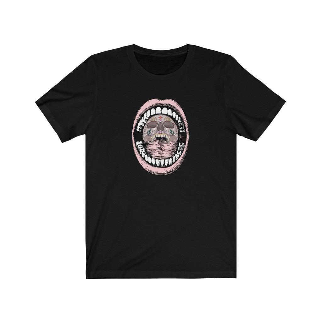 skull in mouth Unisex Jersey Short Sleeve Tee - Domino Zee