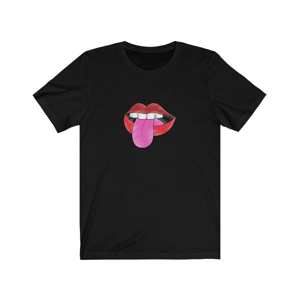 Red Lips Unisex Jersey Short Sleeve Tee - Domino Zee