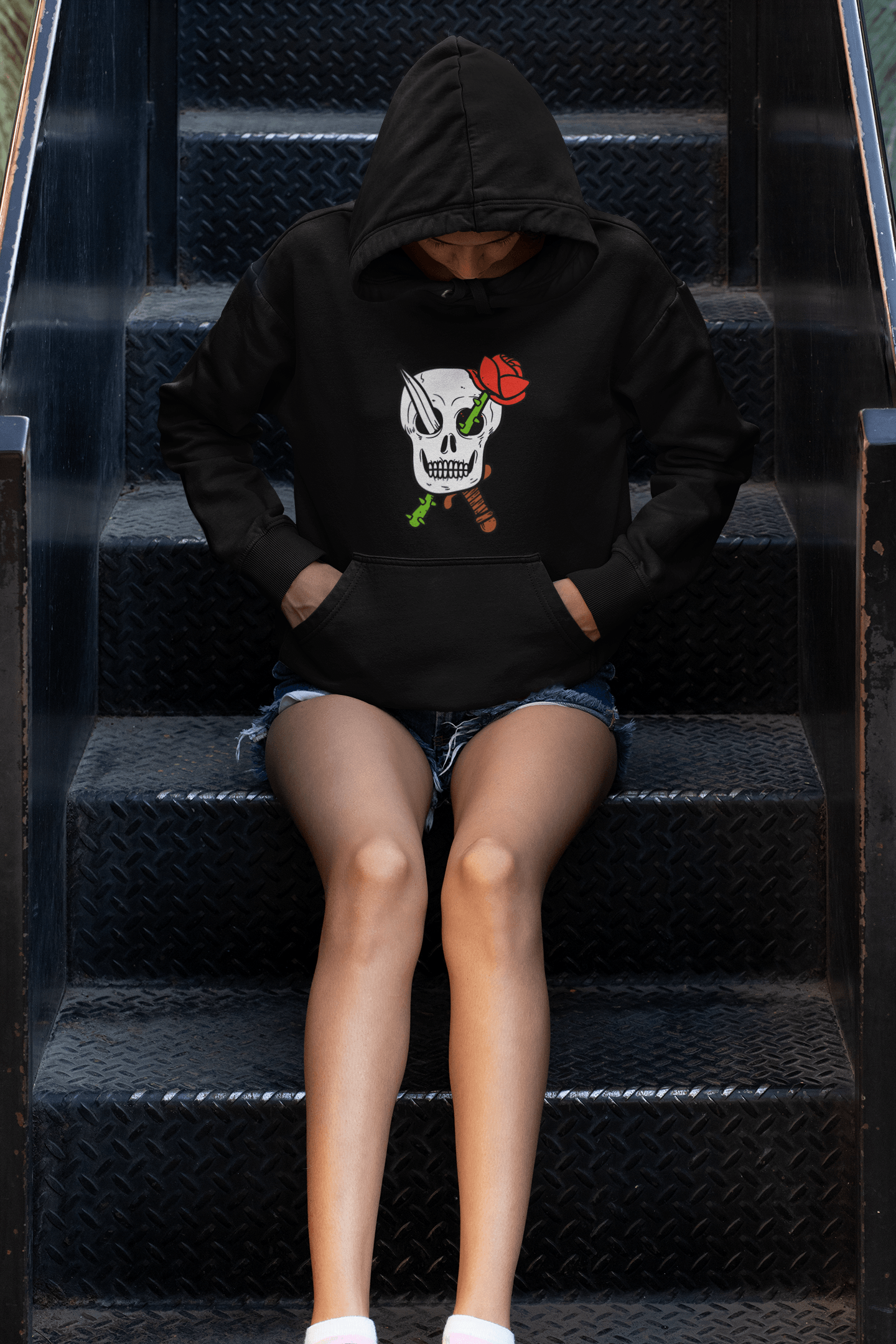 Skull & Rose Unisex Heavy Blend™ Hooded Sweatshirt - Domino Zee