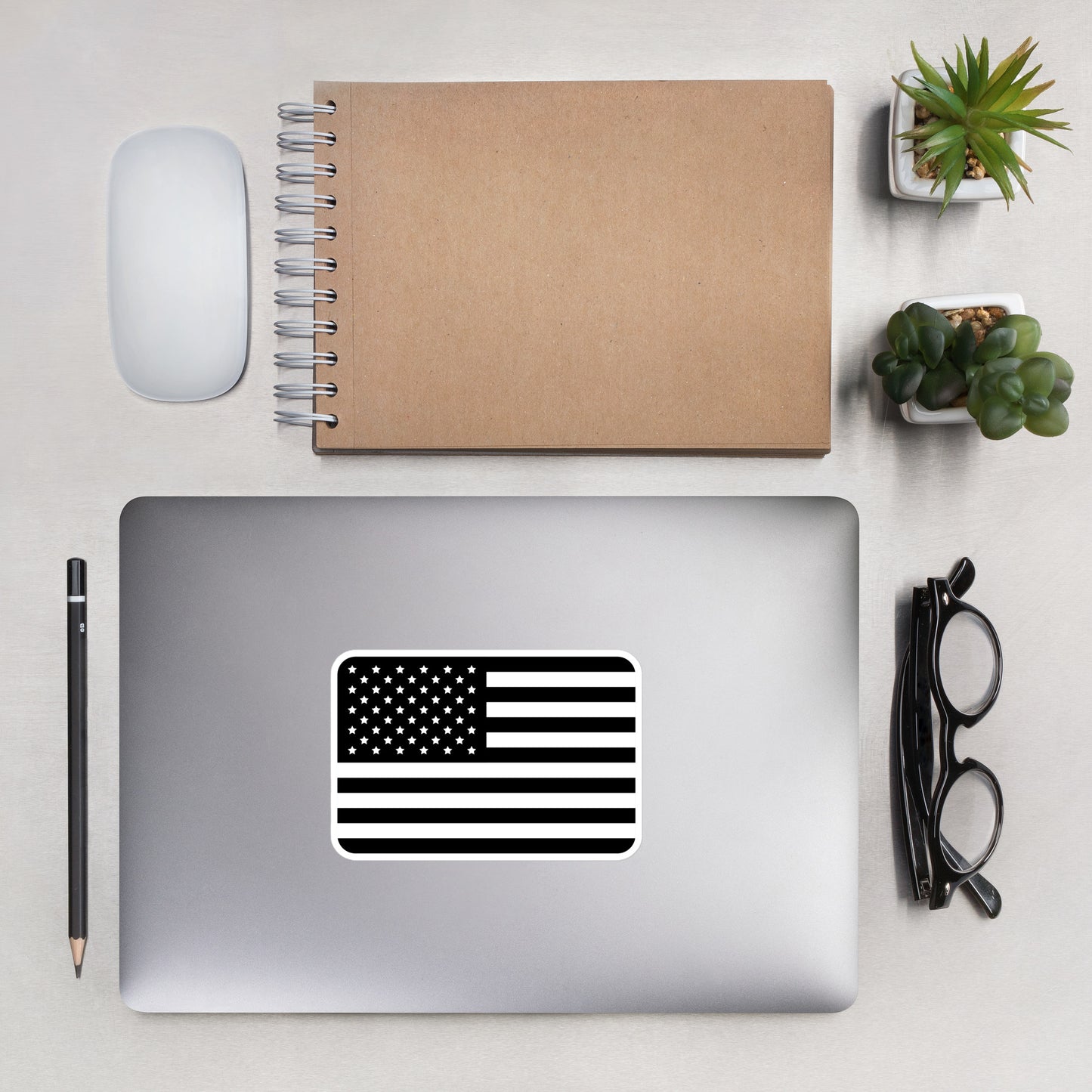 B & W American Flag Bubble-free stickers