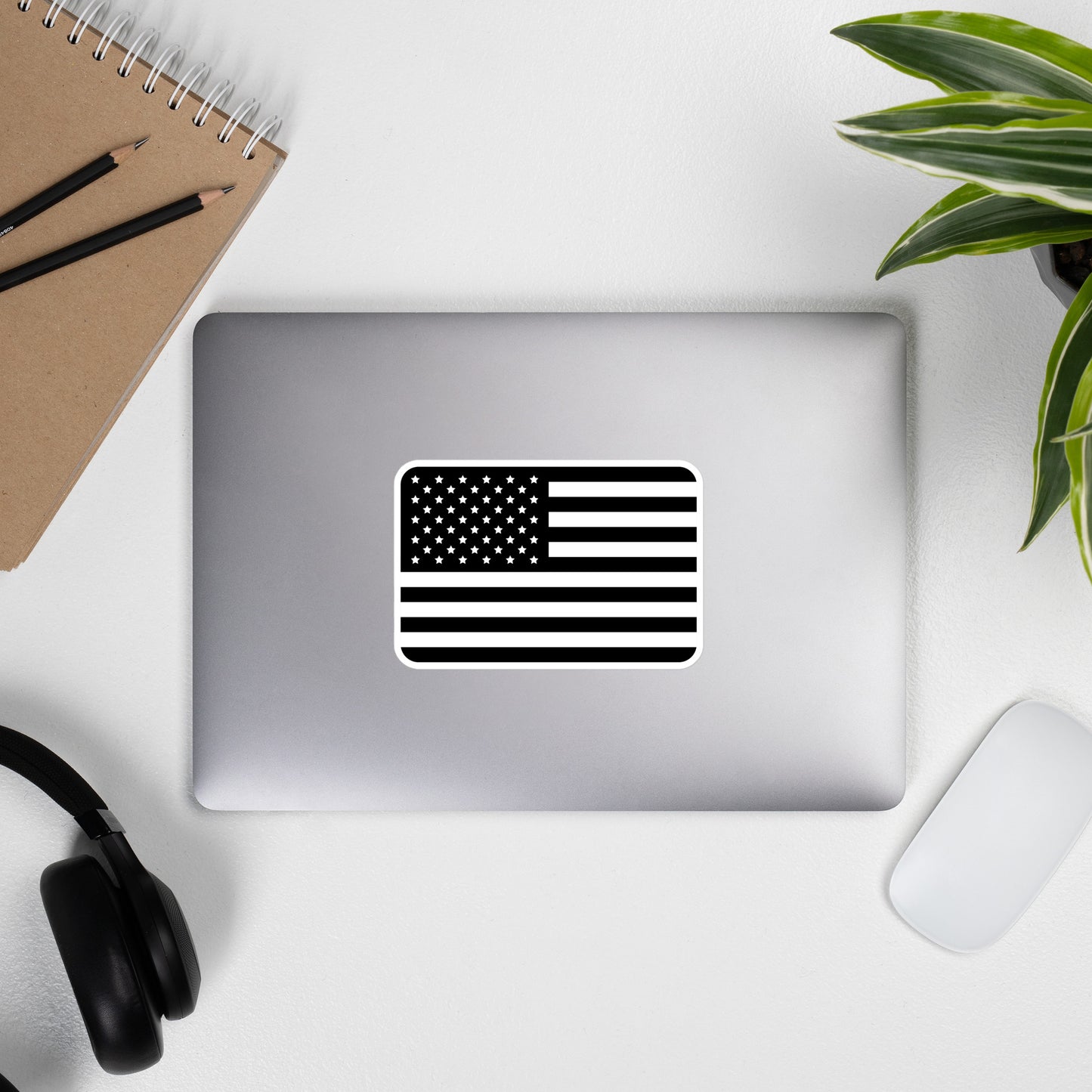 B & W American Flag Bubble-free stickers