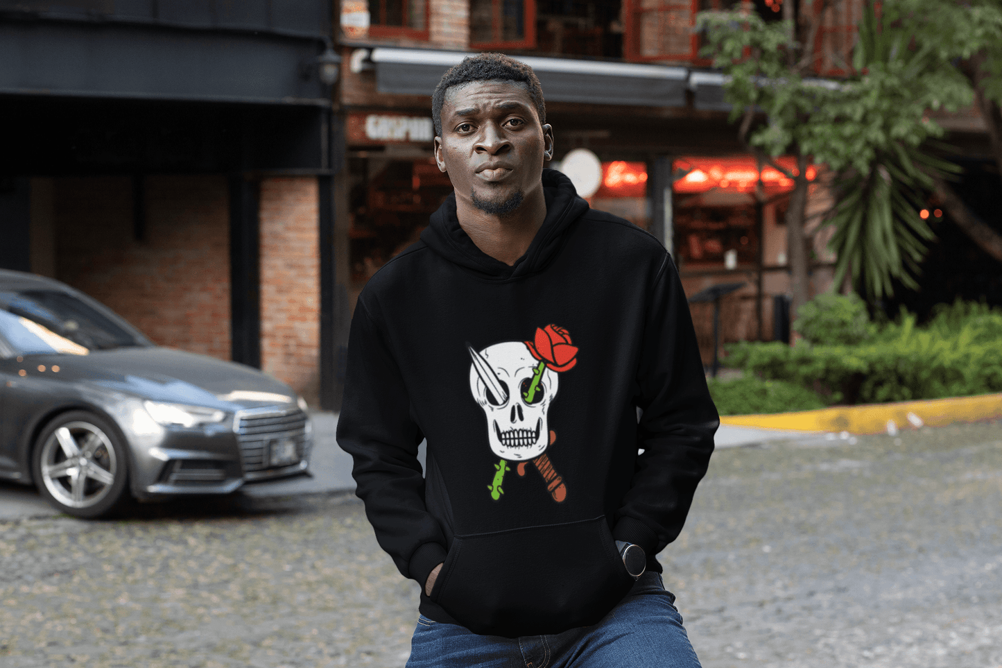 Skull & Rose Unisex Heavy Blend™ Hooded Sweatshirt - Domino Zee