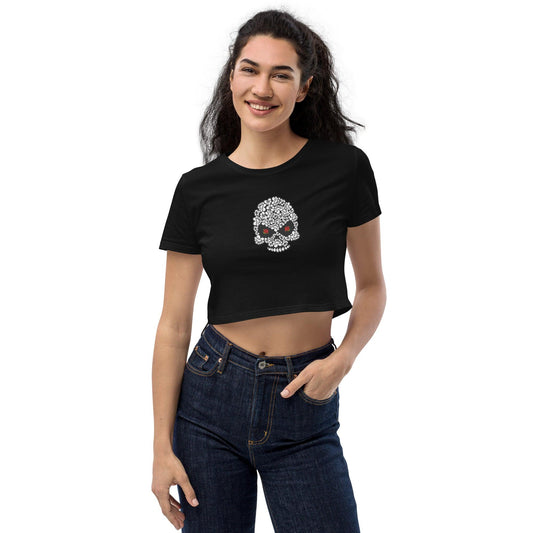 Floral Skull Organic Crop Top - Domino Zee