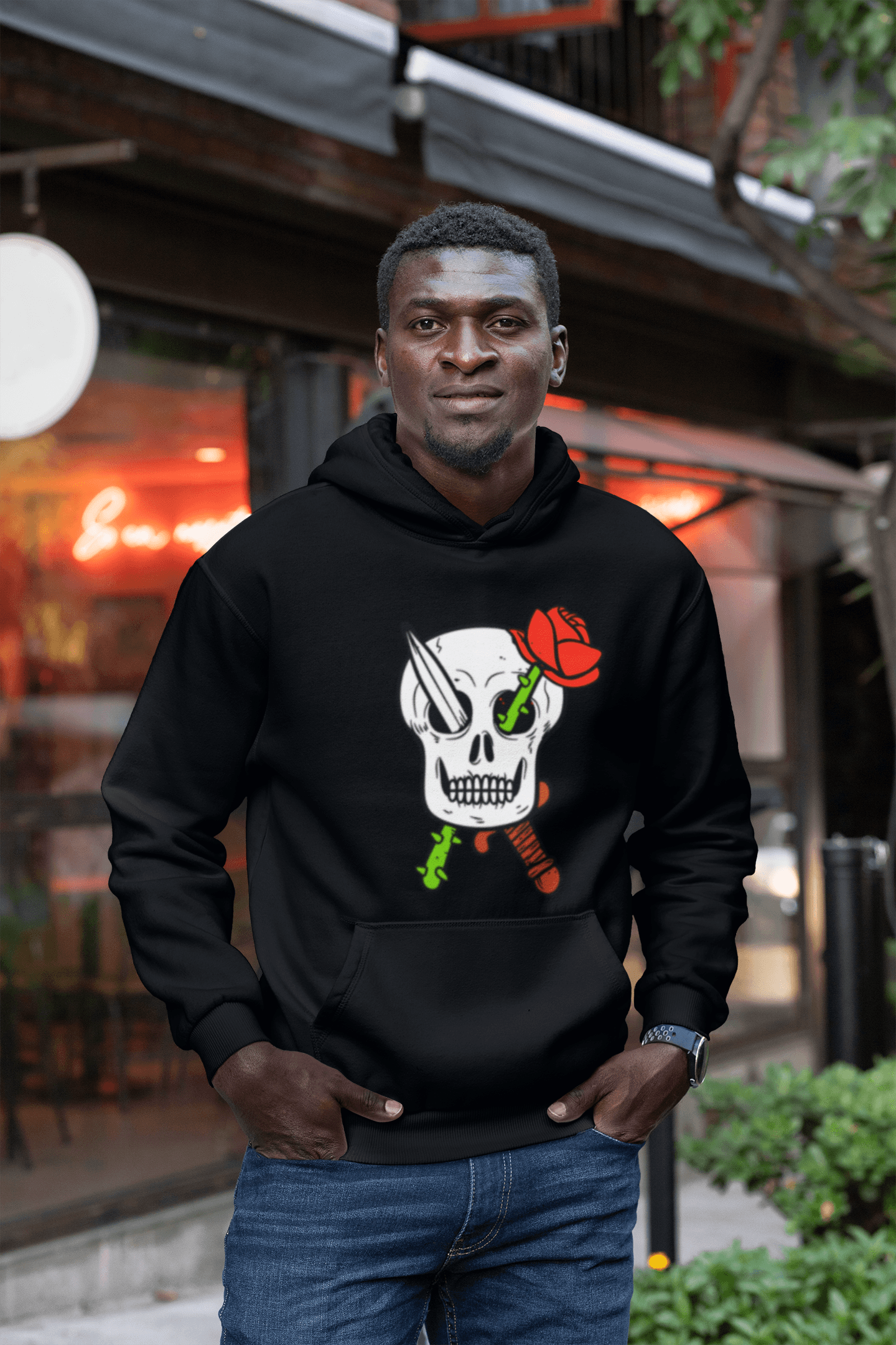 Skull & Rose Unisex Heavy Blend™ Hooded Sweatshirt - Domino Zee