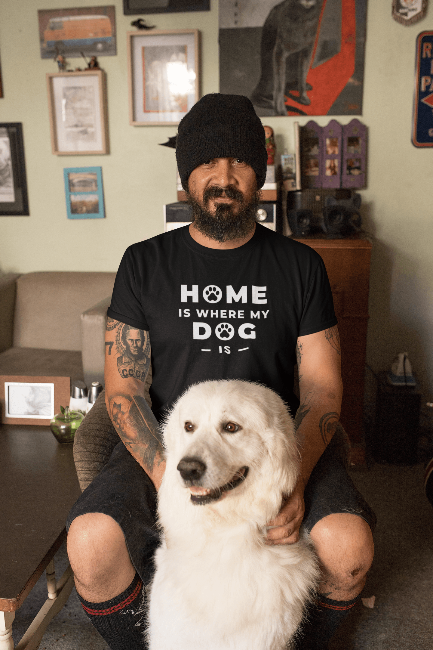 Home is where my dog is Unisex Heavy Cotton Tee - Domino Zee